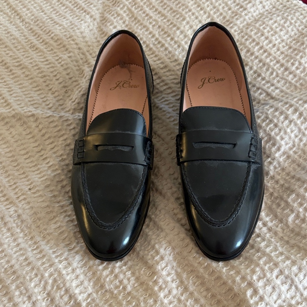 J. Crew Women Classic Black Leather Loafers